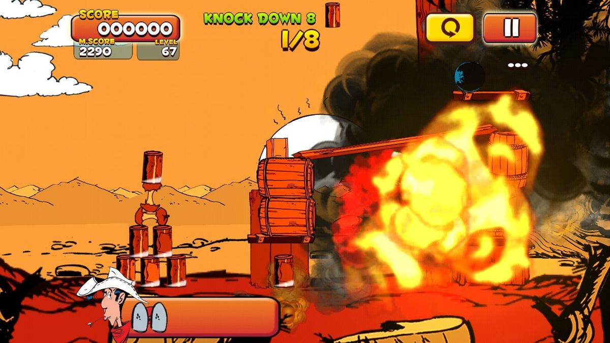 Lucky Luke: Shoot & Hit (Android) screenshot: Something has blown up