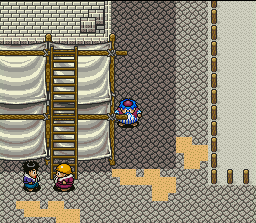 Torneko no Daibōken: Fushigi no Dungeon (SNES) screenshot: An extremely successful merchant will be able to afford a shop of tremendous size (under construction)