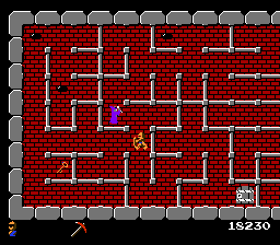 The Tower of Druaga (NES) screenshot: You'll find a wizard at Floor 4, who throws lightning bolts at you.
