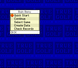 Pebble Beach Golf Links (SNES) screenshot: Main menu