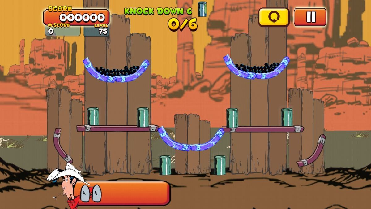 Lucky Luke: Shoot & Hit (Android) screenshot: Crystal plates are filled with fractions