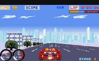 Turbo Out Run (Amiga) screenshot: Racing through New York...