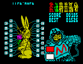 Type-Rope (ZX Spectrum) screenshot: A rabbit