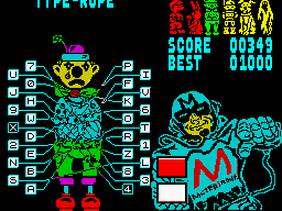 Type-Rope (ZX Spectrum) screenshot: Sad clown