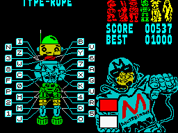 Type-Rope (ZX Spectrum) screenshot: Robot boy