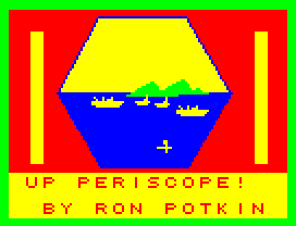 Up Periscope (Dragon 32/64) screenshot: Title screen with a big hexagon