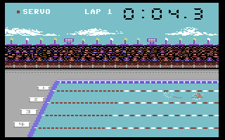 Summer Games (Commodore 64) screenshot: A swimming event
