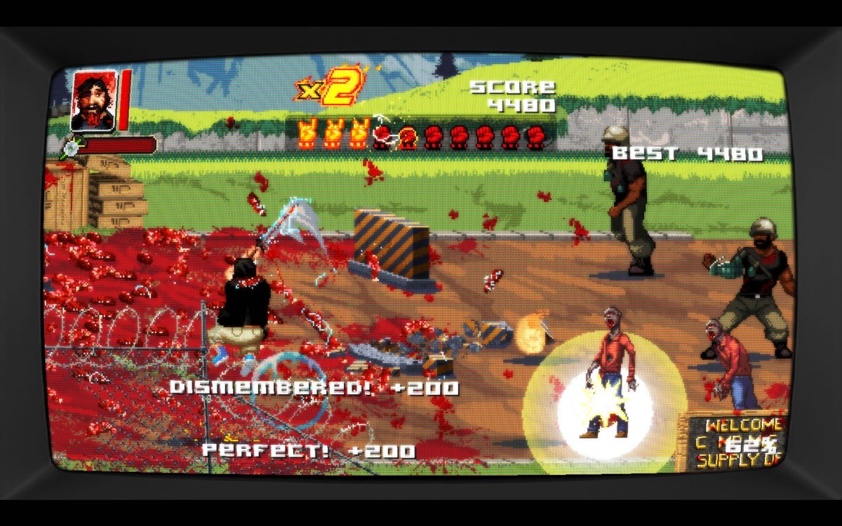 Dead Island: Retro Revenge (Windows) screenshot: Fighting with a sword.