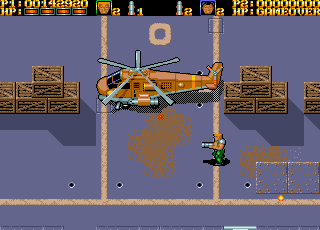 War Zone (Amiga) screenshot: Mission 2 - Helicopter is blocking the path