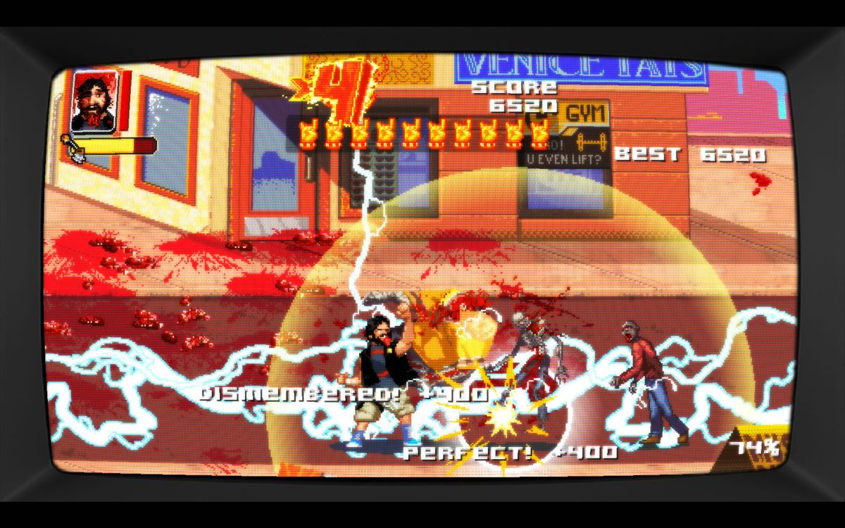 Dead Island: Retro Revenge (Windows) screenshot: Activating the first magic attack. It clears everything on the screen.