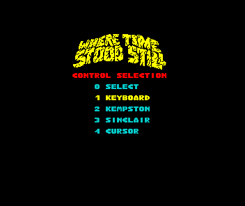 Where Time Stood Still (ZX Spectrum) screenshot: Control selection