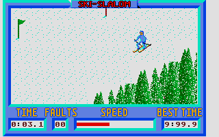 Winter Challenge: World Class Competition (Atari ST) screenshot: Slalom: Off course already