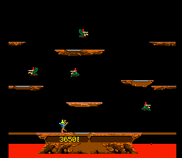 Williams Arcade Classics (SNES) screenshot: In Joust, you must jump in the enemies and catch the eggs freed for them.