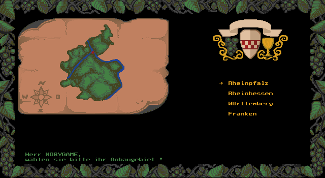 Winzer (DOS) screenshot: Select your growing region (VGA)