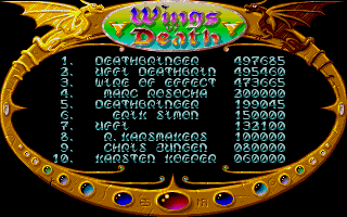 Wings of Death (Atari ST) screenshot: High scores