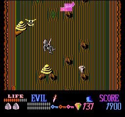 Wizards & Warriors (NES) screenshot: You take damage if you fall too far in this game.