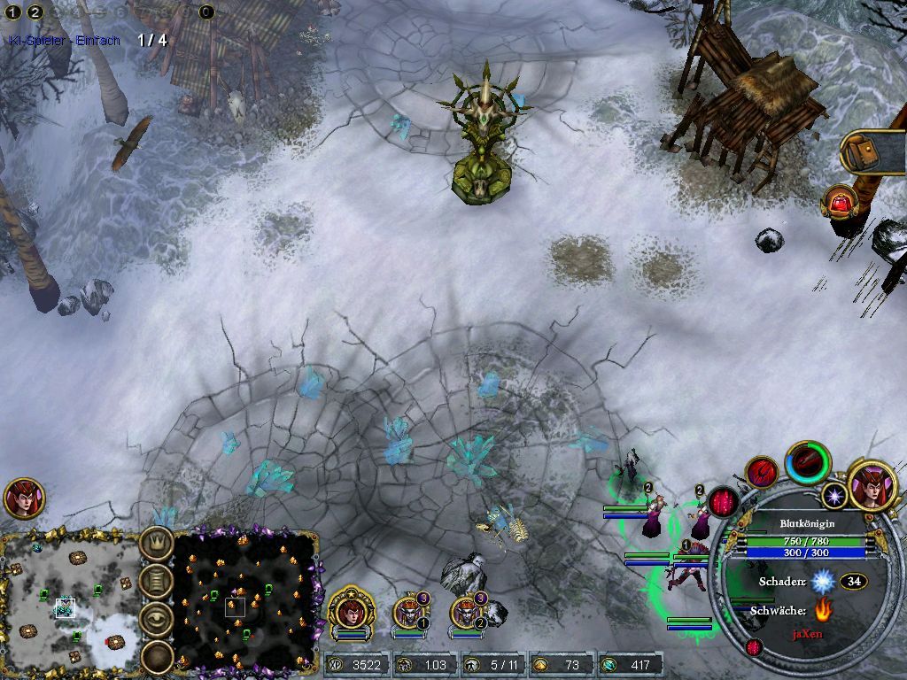 Dungeons & Dragons: Dragonshard (Windows) screenshot: The strange structure in the middle upper screen provides an attack bonus for your units.