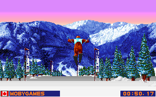 Winter Olympics: Lillehammer '94 (DOS) screenshot: There are jumps to look out for along the track.