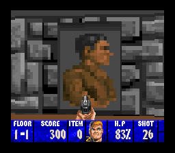 Wolfenstein 3D (SNES) screenshot: No moustache for Adolf