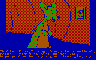 Winnie the Pooh in the Hundred Acre Wood (DOS) screenshot: Kanga the Kangaroo! (CGA with RGB monitor)