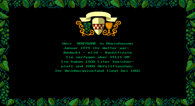 Winzer (DOS) screenshot: Turn start (EGA)