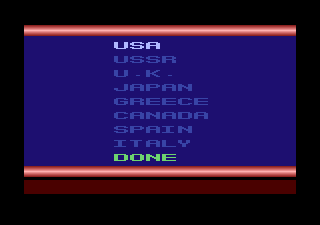 Summer Games (Atari 2600) screenshot: Select a country to represent