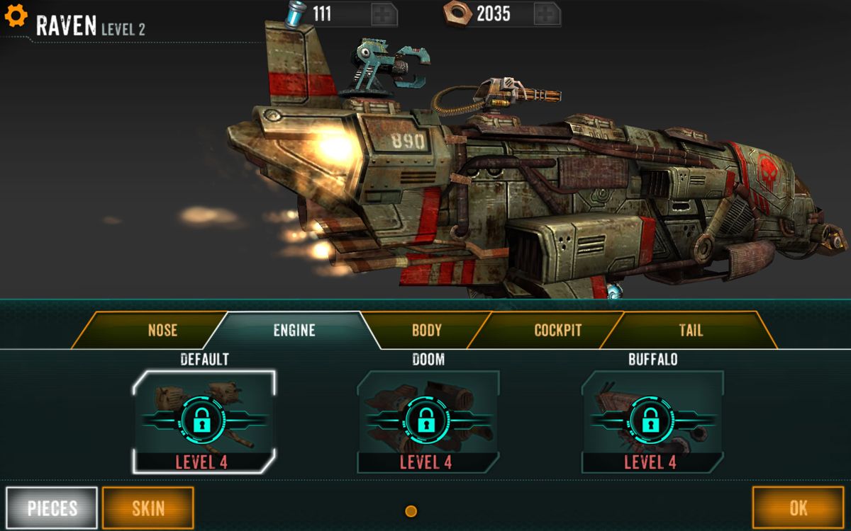 Sandstorm: Pirate Wars (Android) screenshot: Here the ship can be customized.