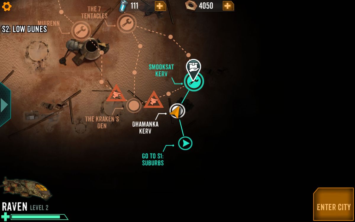 Sandstorm: Pirate Wars (Android) screenshot: Different locations on the game map