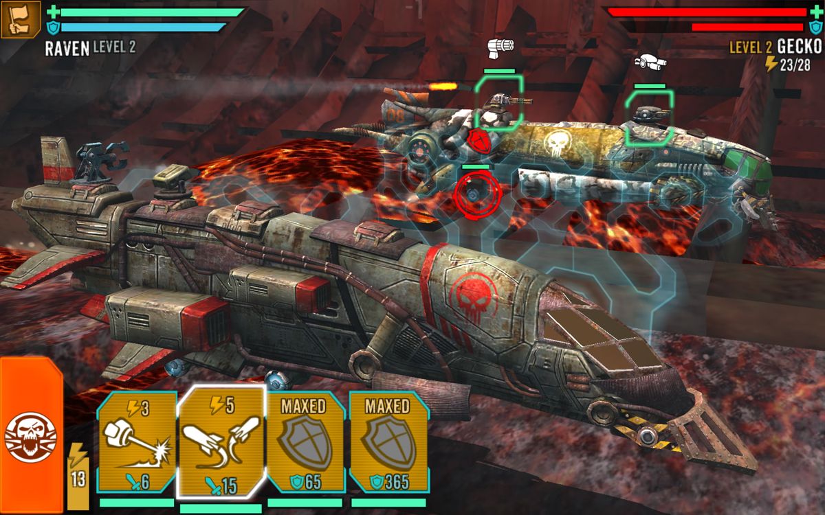Sandstorm: Pirate Wars (Android) screenshot: An online battle against an opponent called Gecko