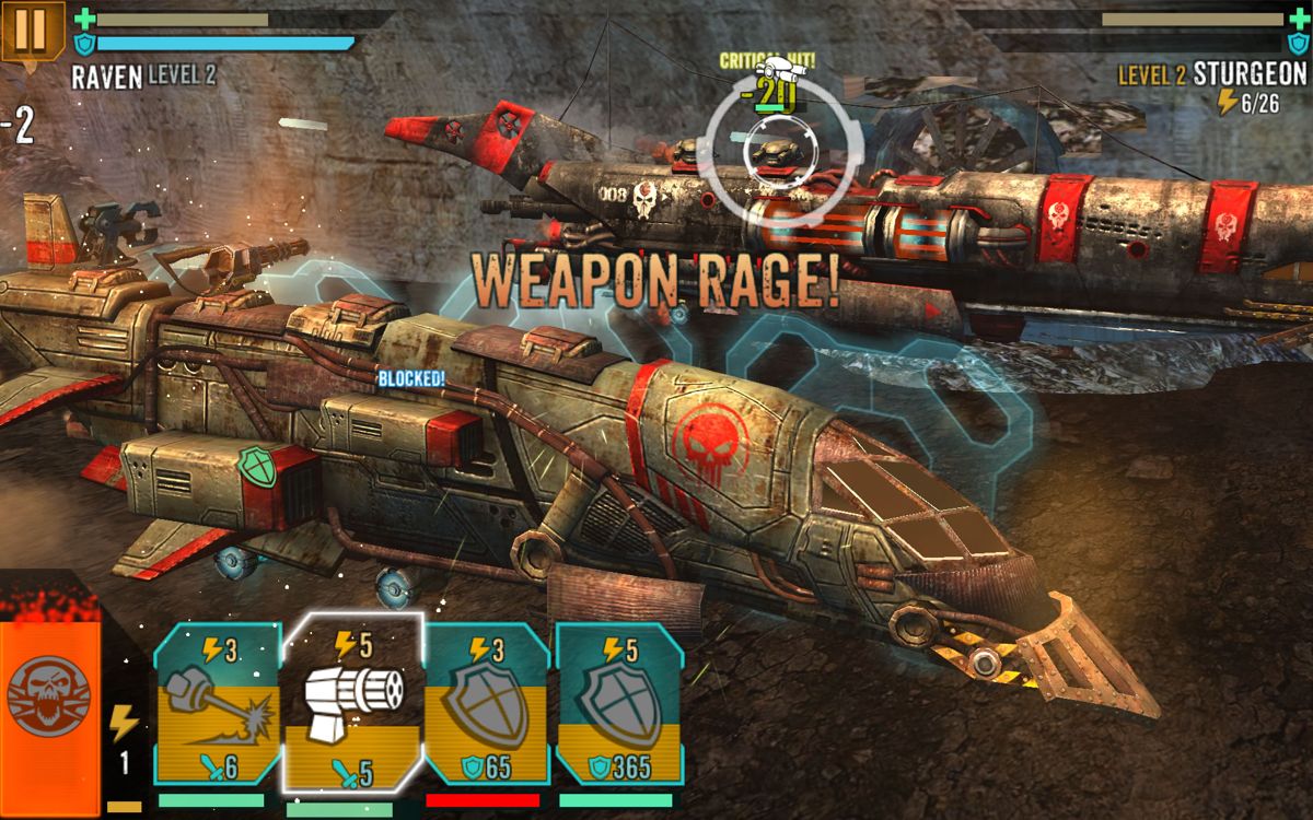 Sandstorm: Pirate Wars (Android) screenshot: Activating Weapon Rage often does wonders.