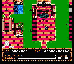 Ys II: Ancient Ys Vanished - The Final Chapter (NES) screenshot: two big bad dudes are guarding the treasure chest