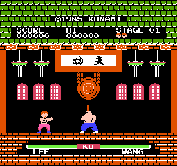 Yie Ar Kung-Fu (NES) screenshot: The man with a stick
