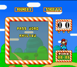 Yoshi's Cookie (SNES) screenshot: Puzzle Mode: Upon completing a stage, you will receive a password that you can use to continue game later