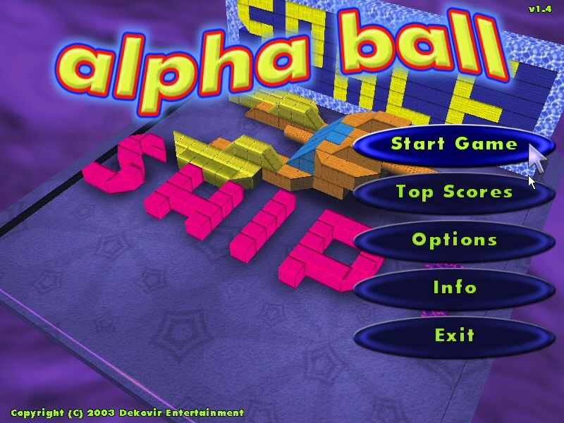Alpha Ball (Windows) screenshot: Main menu