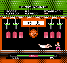 Yie Ar Kung-Fu (NES) screenshot: Kick him in the face!