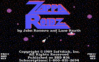 Zappa Roidz (DOS) screenshot: Title screen