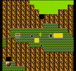 Zelda II: The Adventure of Link (NES) screenshot: The second temple can be found in this swamp. The demon and the two slimes represents harder and easier encounters.