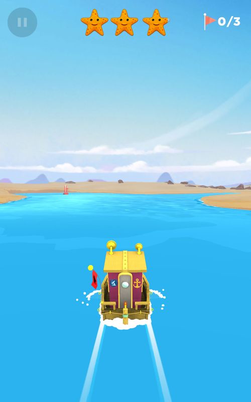 Sea Hero Quest (Android) screenshot: In the Golden Shores, the second environment, with a customized ship.