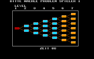 Brix (DOS) screenshot: Level selection; all blue cells can be selected