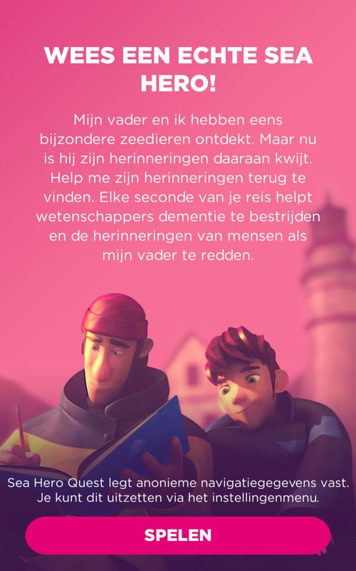 Sea Hero Quest (Android) screenshot: A part of the story (Dutch version)