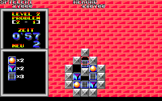 Brix (DOS) screenshot: First apparence of 3-to-match and the lift