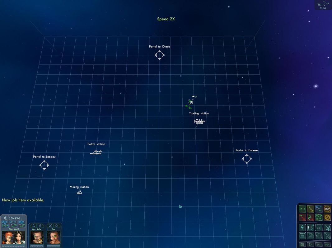 Star Wolves 2 (Windows) screenshot: Tactical system map.