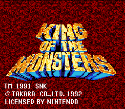 King of the Monsters (SNES) screenshot: Title screen.