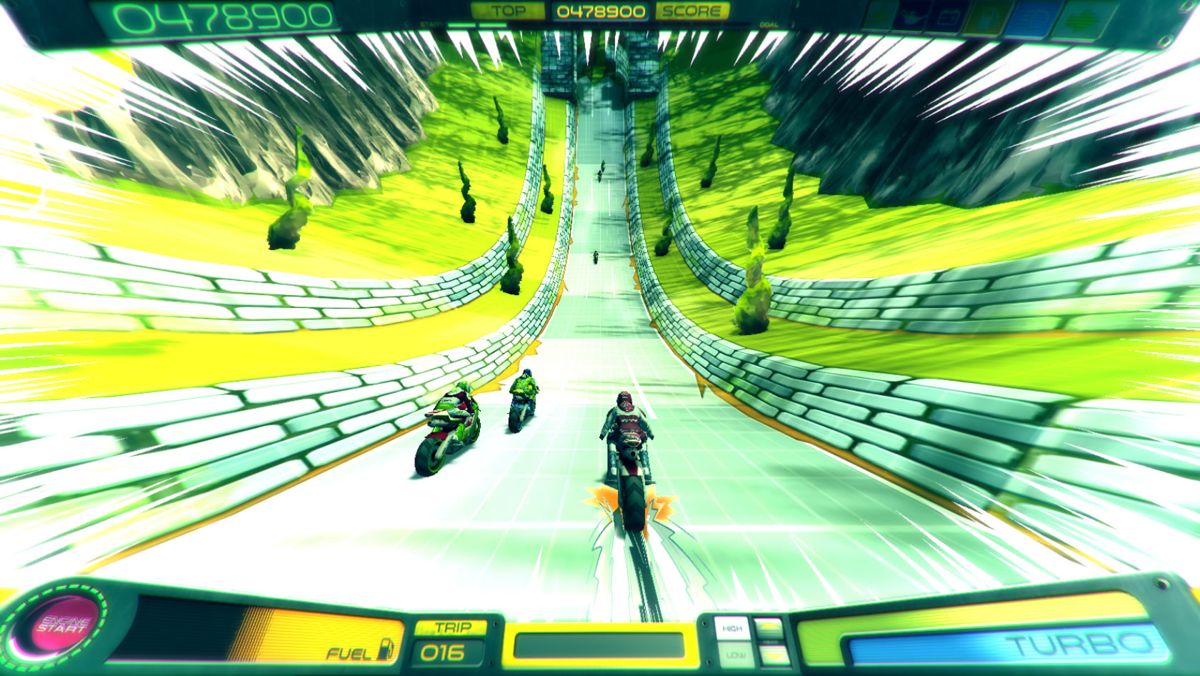 Moto RKD Dash (Windows) screenshot: Racers can also come up from behind when you are not at top speed.