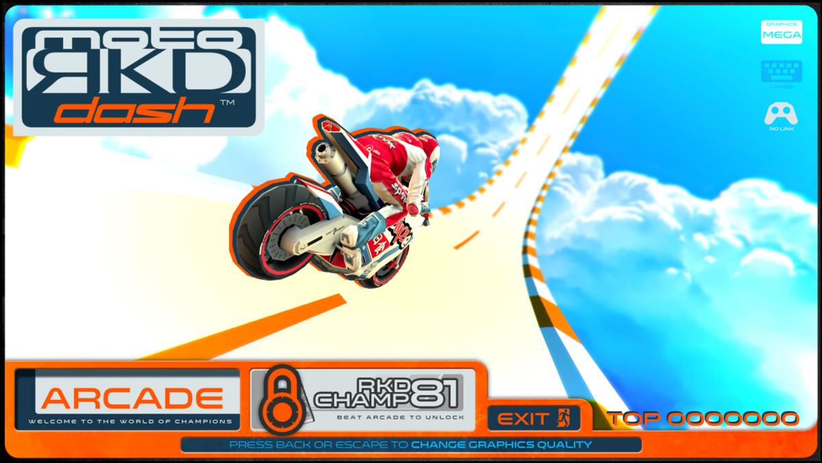 Moto RKD Dash (Windows) screenshot: Main menu