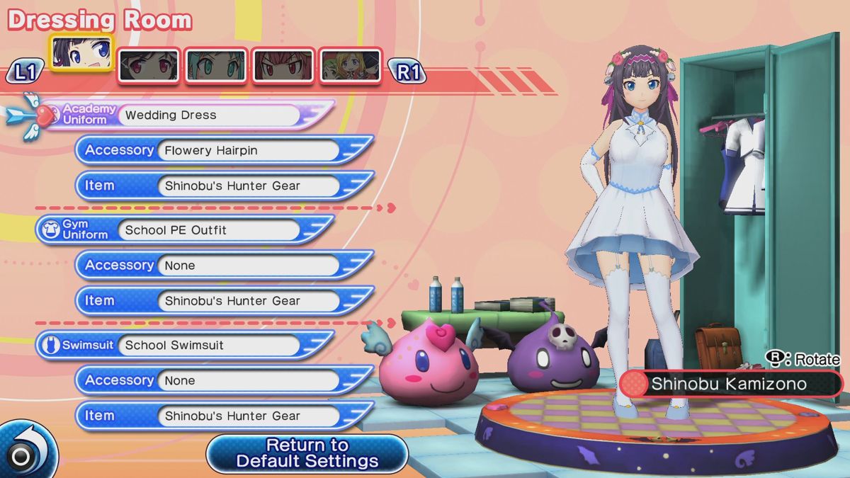 Gal★Gun: Double Peace (PlayStation 4) screenshot: Dressing room