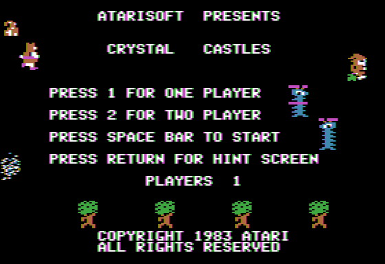 Crystal Castles (Apple II) screenshot: Title screen