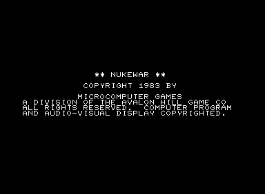 Nukewar (Commodore PET/CBM) screenshot: Game load