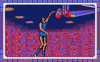 Double Dribble (Amiga) screenshot: Slam dunk!