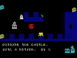 Sorcery (ZX Spectrum) screenshot: Surrounded by evil ghosts.